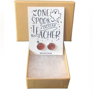 Sterling Silver Sparkly Orange Round Earrings 10mm Earrings Hypoallergenic Posts